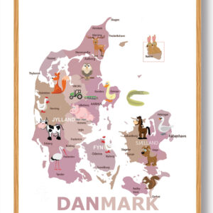 Danmarkskort til børn - plakat