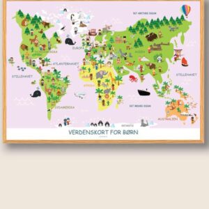 Verdenskort for børn - plakat